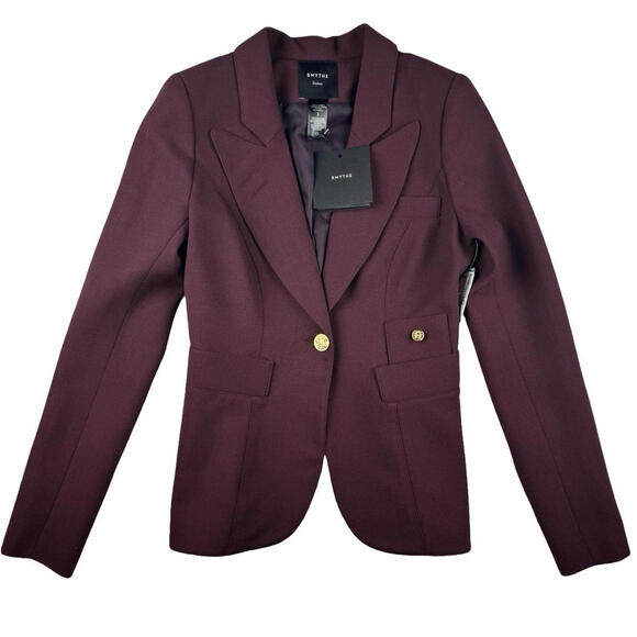Smythe Classic Duchess Single Button Wool Blazer Jacket Plum Size US 2 - Picture 1 of 4